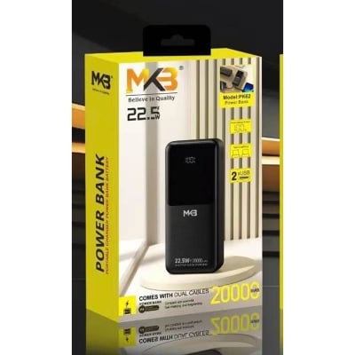 Picture of MKB Pk62 Comes With Dual Cables 20000mah 22.5w power bank -Black