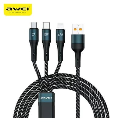 Picture of AWEI CL-972 120W 3 In 1 Fast Multi Charging Cable -Black