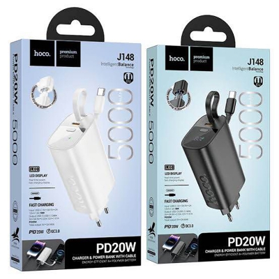 Picture of HOCO J148 Handy 5000 mAh PD20W Power Bank Adapter with Cable -Black