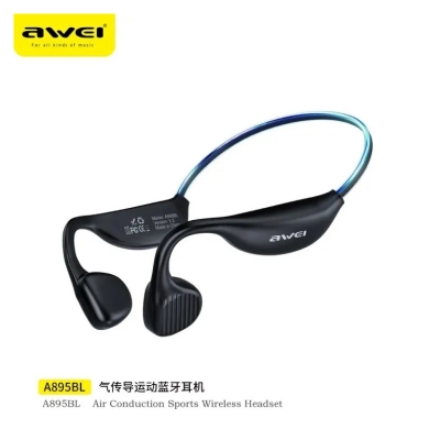 Picture of Awei A895BL Air Conduction Sports Headphones 5.3 Wireless Bluetooth Earphones With LED Light Strip -Black