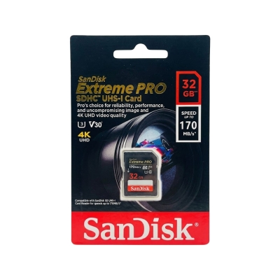 Picture of SanDisk Extreme PRO 32GB SDXC Memory Card, Up to 170 MB/s, Class 10, U3, V30 -32GB