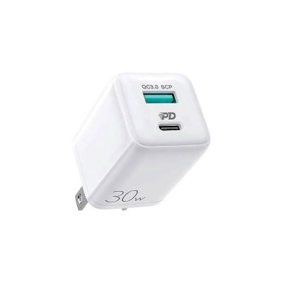 Picture of JOYROOM L-QP303 CN 30W PD+QC3.0 Mini Intelligent Dual Port Fast Charger-White -White