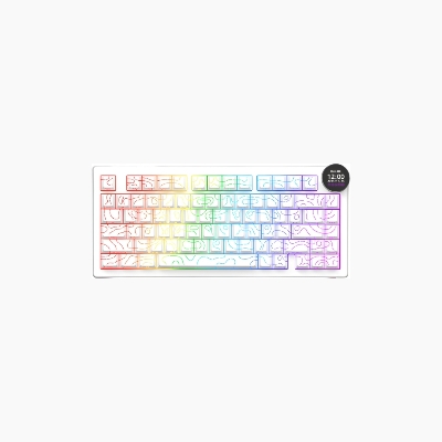 Picture of AJAZZ AK820 V2 PRO 8K Tri-Mode Mechanical Keyboard with TFT Screen White