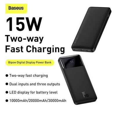 Picture of Baseus Bipow 10000mAh 15W Digital Display Fast Charging Power bank -Black