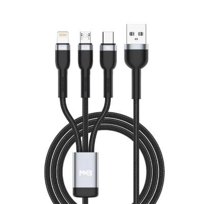 Picture of MKB U311 3 in 1 USB -LIGHTNING/Type-c/micro /100W higt power/FAST Cafule cable -Black