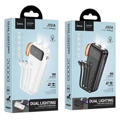 Picture of Hoco J151A Power Bank 20000 mAh Supercharge 22.5W J151 | 10000mAh Powerbank PD3.0 & QC3.0 Fast Charging -Black