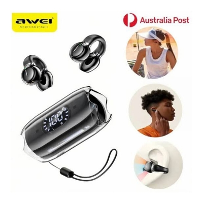 Picture of AWEI TZ7 Wireless Earbuds Headphones Digital Bluetooth HIFI LED Clip-on Sport AU -Black