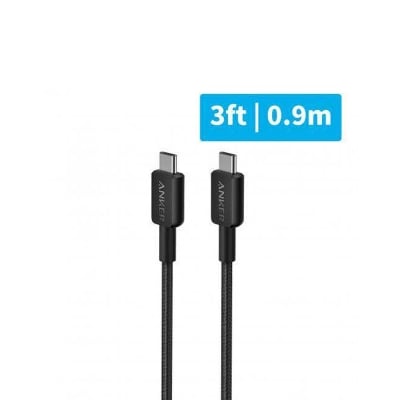 Picture of Anker 322 USB-A to USB-C Nylon Braided Charging Cable 3ft -Black