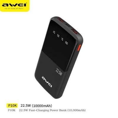 Picture of Awei 10000mAh P10K 3 in 1Portable Power Bank -Black