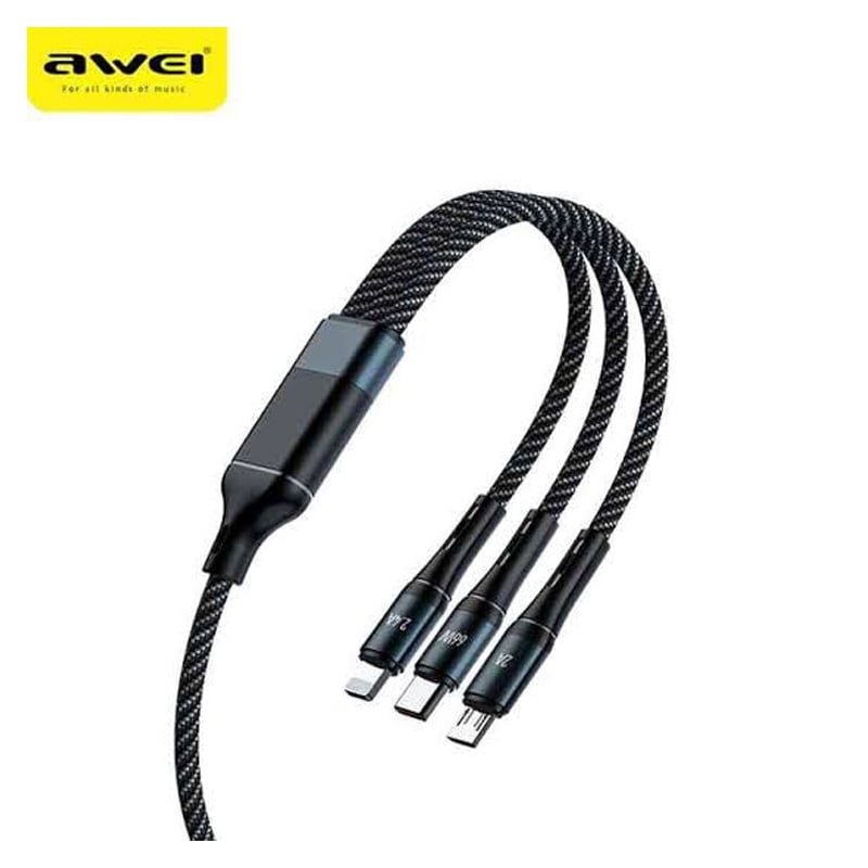 Picture of AWEI CL-972 120W 3 In 1 Fast Multi Charging Cable -Black