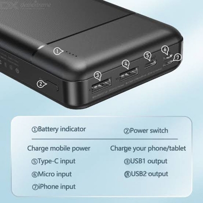 Picture of Remax RPP 167 30000MAh Lango Series Power Bank 2.1A POWER BANK 3 INPUTS 2 OUTPUTS LED INDICATOR -Black