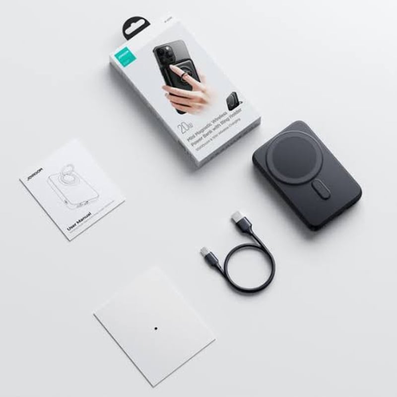 Picture of Joyroom JR-W050 20W 10000mah Magnetic Wireless Power Bank with Ring Holder -Black