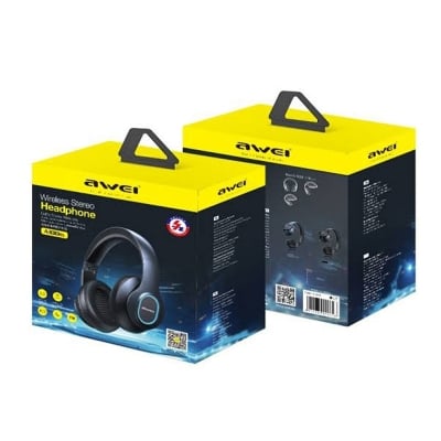 Picture of Awei A100BL Wireless Headset Strong Bass Stereo Foldable LED Breathing Lighting With Built-in Microphone FM Redio -Black