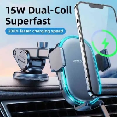 Picture of Joyroom JR-ZS299 Dual-Coil Wireless Car Charger Holder with LED -Black