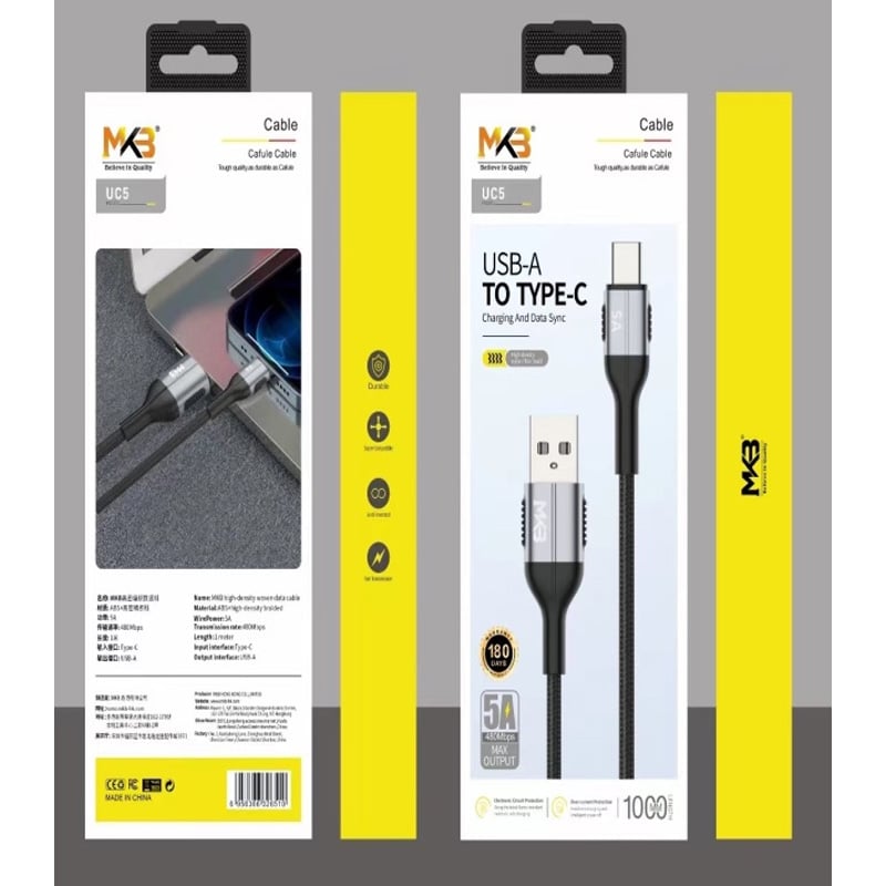 Picture of MKB USB -TYPEC 5A FAST Cafule cable/ metal -Black