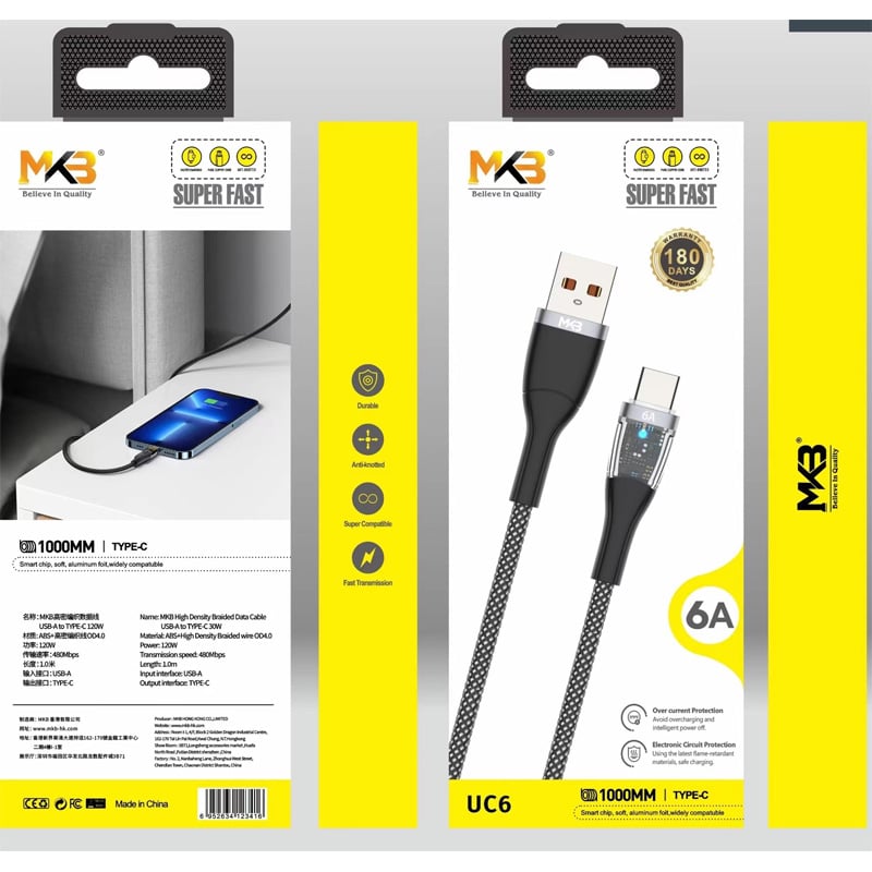 Picture of MKB UC6 Braided 6A Type C Cable -Black