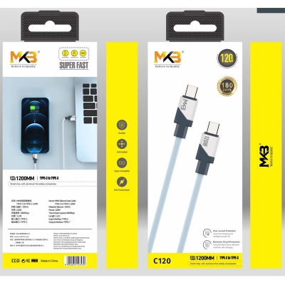 Picture of MKB CL120 Tpye-c to Tpye-c  / 120W hight power / Original Silicone Data cable -Black