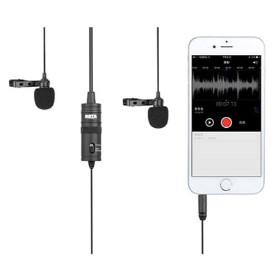 Picture of Boya BY-M1DM Dual Omni-directional Lavalier Microphone - Official - Black