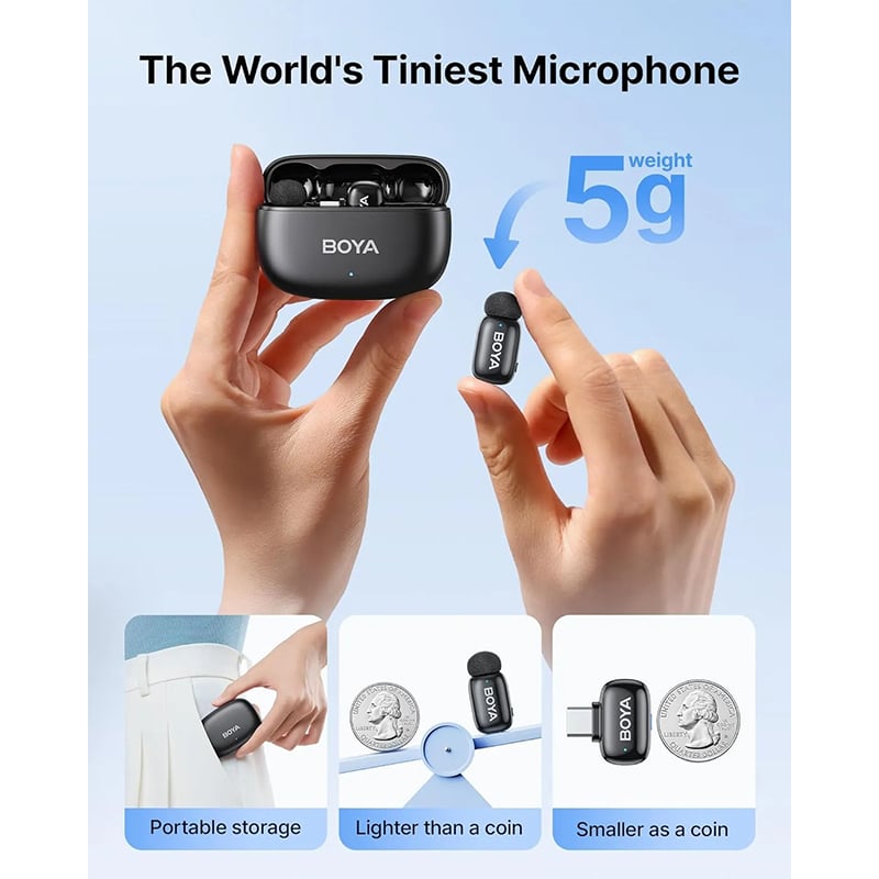 Picture of Boya Mini 2-02 Upgraded Super Mini Wireless Microphone for Android - Black