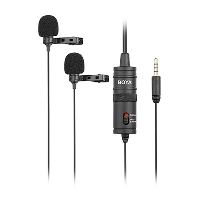 Picture of Boya BY-M1DM Dual Omni-directional Lavalier Microphone - Official - Black