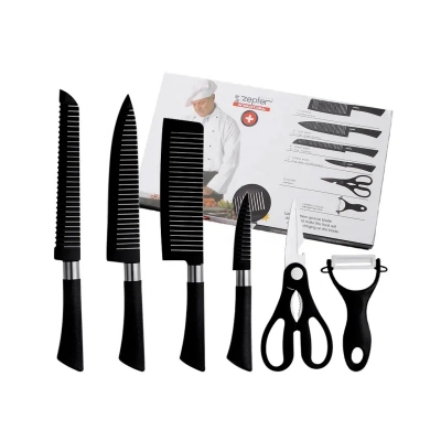 Picture of 6pcs Zepter International Set Non-Stick Coating Kitchen Kniv Set for family kitchen use(Black)