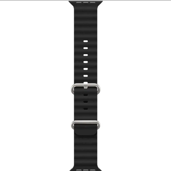Picture of Black Color Ocean Band Compatible with for Apple Watch Band 42mm 44mm 45mm 49mm for Women Men, Adjustable Loop Silicone Waterproof Sport Strap for iWatch Series Ultra/8/7/6/5/4/3 ( only belt )