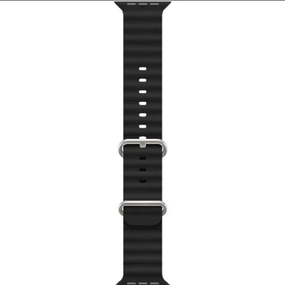 Picture of Black Color Ocean Band Compatible with for Apple Watch Band 42mm 44mm 45mm 49mm for Women Men, Adjustable Loop Silicone Waterproof Sport Strap for iWatch Series Ultra/8/7/6/5/4/3 ( only belt )