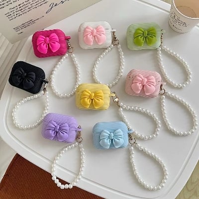 Picture of Bowknot  (Only Cover) For Apple Airpods Pro and  pro 2nd Gen Premium Earbuds Protective Cover (Headphone not included) joyroom T03s Pro Headphone not included