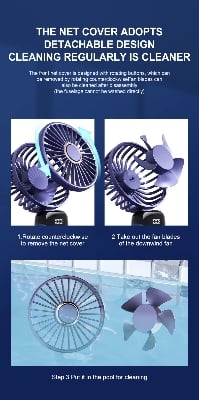 Picture of Portable USB Mini Fan 5 Speeds Adjustable Home Office School Gym Hanging Neck Fans Summer Sports Travel Picnic Cooling