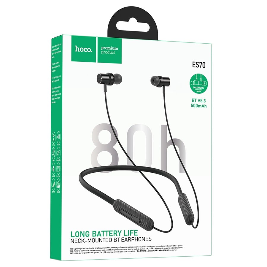 Picture of Hoco ES70 Armour Bluetooth Neckband 80hours Battery Neckband Bluetooth Headsets Earphone