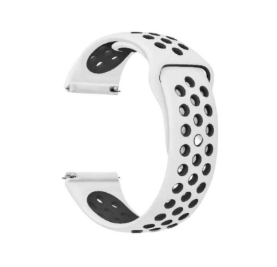 Picture of 20mm White & Black Soft Silicone Sports Fashion Band Replacement Strap For SmartWatch