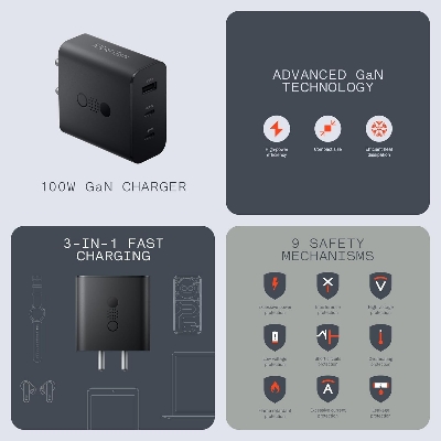 Picture of 100W CMF by Nothing Super Fast Charger Adapter with C to C Cable for CMF Phone 1/Nothing Phone 2A/ 2a Plus/Phone 2/Buds, CMF 100w GaN Power Adapter for Mobile, 100W Type C Charging Adaptor