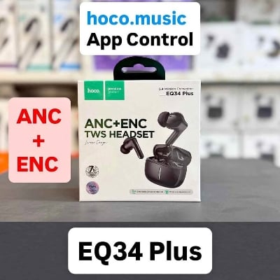 Picture of Hoco EQ34 Plus True Wireless ANC+ENC Noise Reduction App Control Bluetooth Earphone(Black)