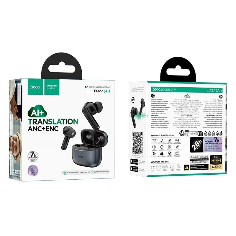 Picture of Hoco EQ27 AI Translation Earbuds | ANC+ENC Noise Reduction | Supports 134 Languages