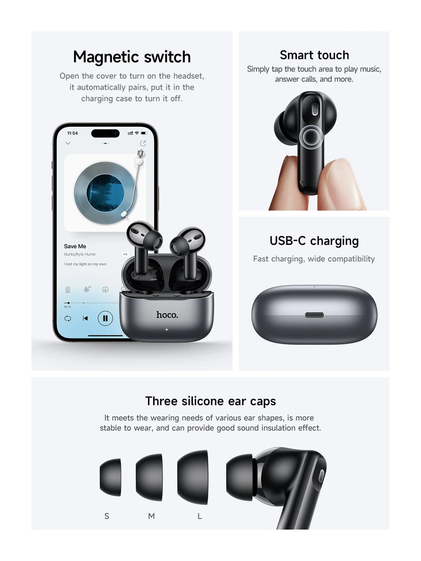 Picture of Hoco EQ27 AI Translation Earbuds | ANC+ENC Noise Reduction | Supports 134 Languages