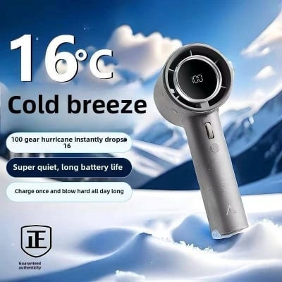Picture of 100 Speed Portable Handheld Fan A01 Turbo Brushless Motor Digital Display Rechargeable Mini Fan