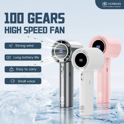 Picture of 100 Speed Portable Handheld Fan A01 Turbo Brushless Motor Digital Display Rechargeable Mini Fan