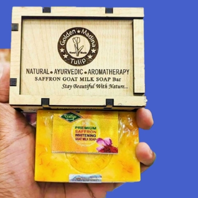Picture of Golden Madina Tulip Hand Made Saffron Goat Milk Bar Soap 1 Pcs