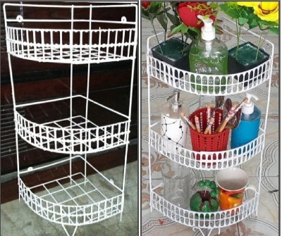 Picture of 2 Pcs Metal Fruit busket corner Rack shelves display case for kitchen bathroom