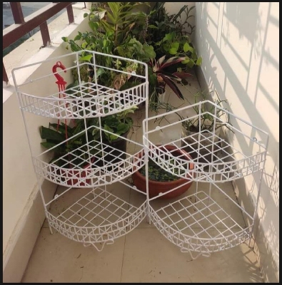 Picture of 3+2 Layer Corner Shelf 2 Pcs Rack, Multi-Layer Rack Storage Organizer Metal Shelves Shelf Hol...