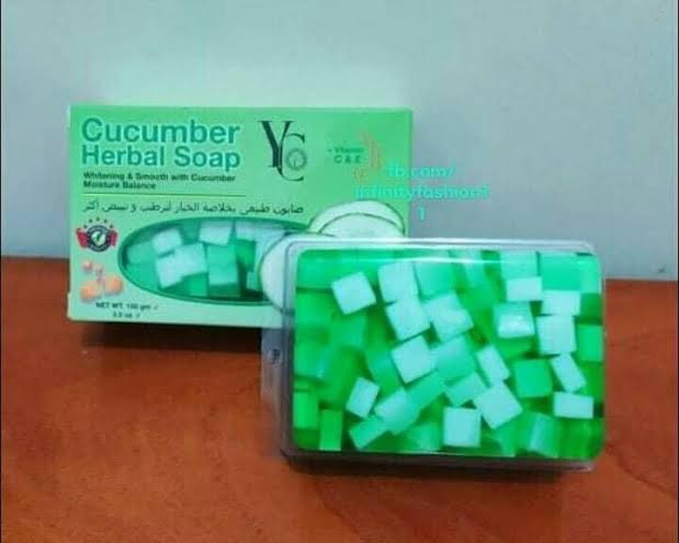 Picture of YC Cucumber Herbal Soap Natural Skincare Bar for Face And Body Refreshing Cleansing And Moisturizing