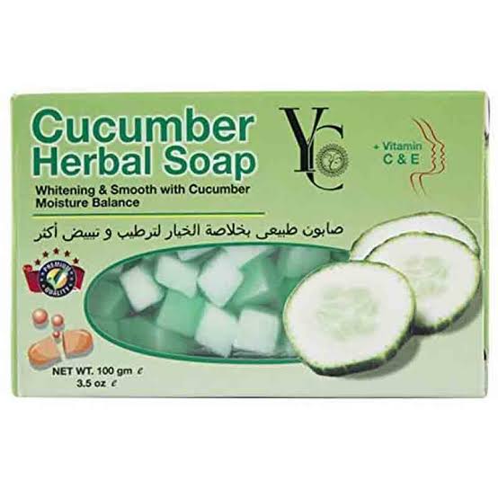 Picture of YC Cucumber Herbal Soap Natural Skincare Bar for Face And Body Refreshing Cleansing And Moisturizing