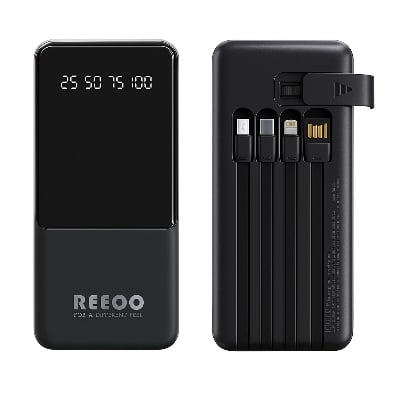 Picture of Reeoo Power Bank 10000mAh (With 4 Cable ) - RP-30 Black
