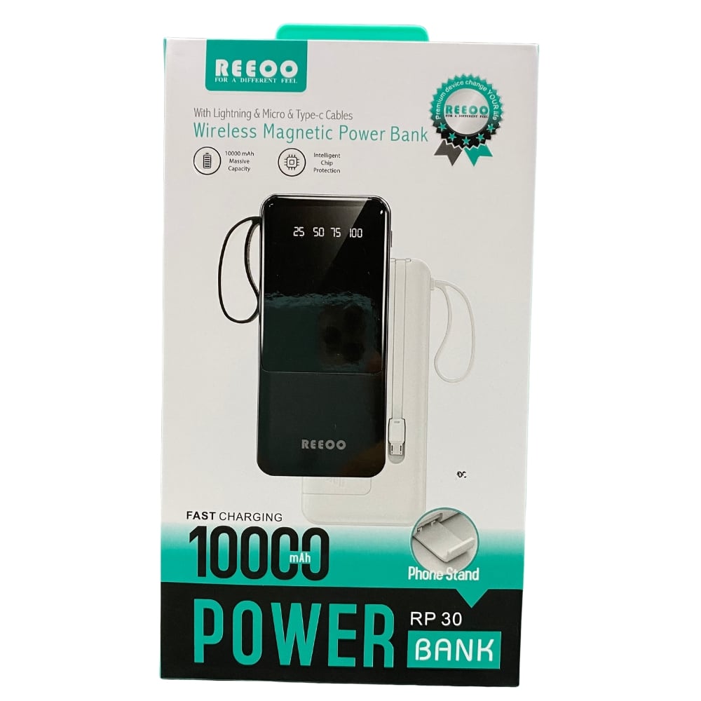 Picture of Reeoo Power Bank 10000mAh (With 4 Cable ) - RP-30 Black