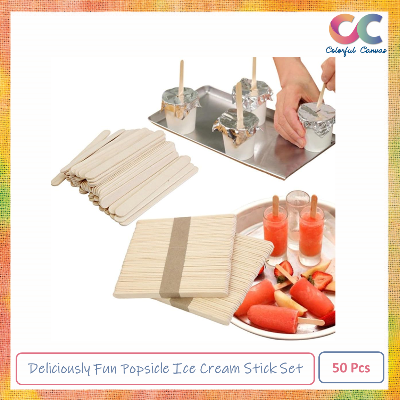 Picture of Deliciously Fun Popsicle Ice Cream Stick Set - 50 Pcs for Summer Treats and Refreshing Snacks