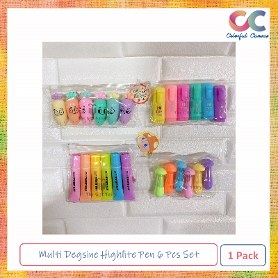 Picture of Multi Degsine Highlite Pen 6 Pcs Set 1 Pack