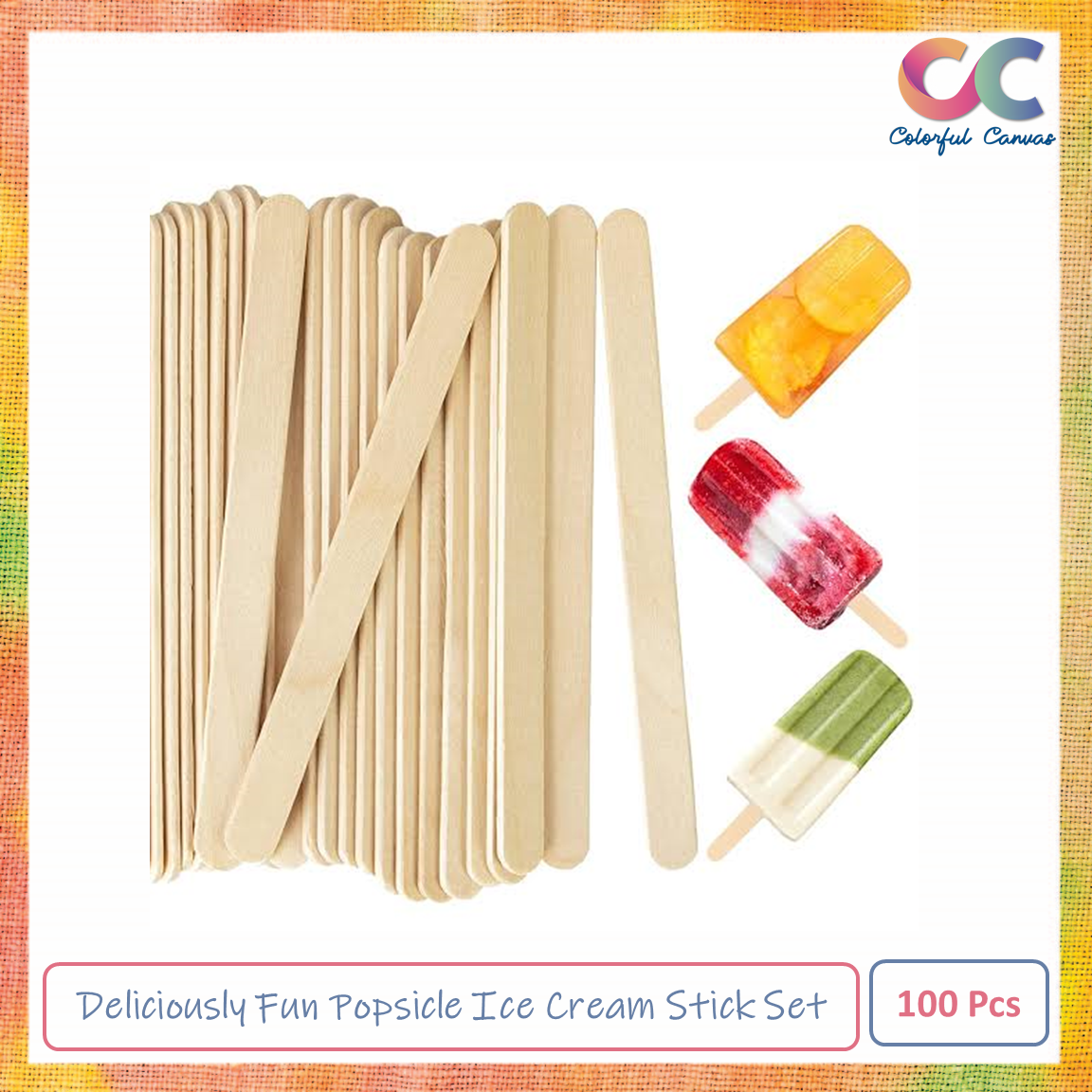 Picture of Deliciously Fun Popsicle Ice Cream Stick Set - 100 Pcs 1 Pack