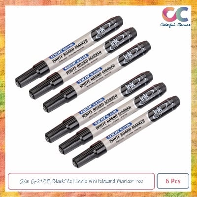 Picture of GXin G-213B Black Refillable Whiteboard Marker Pen 6 Pcs