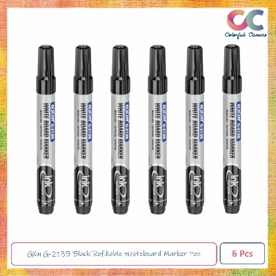 Picture of GXin G-213B Black Refillable Whiteboard Marker Pen 6 Pcs