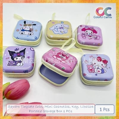 Picture of Square Tinplate Coin, Mini Cosmetics, Key, Lipstick Portable Storage Box 1 PCs